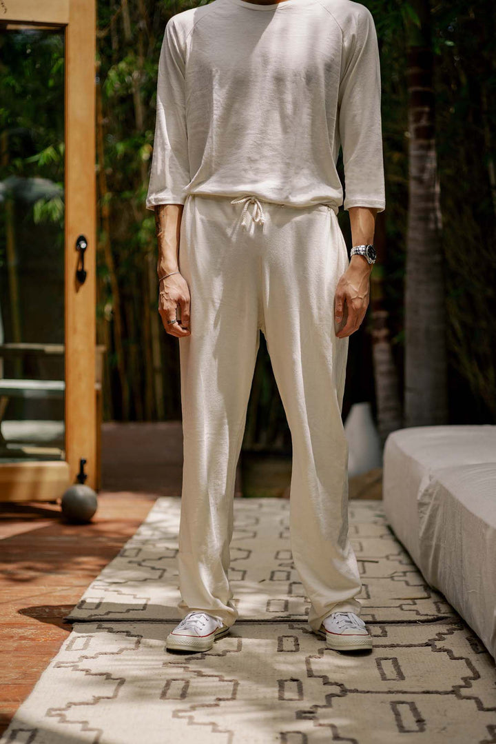 Men's Organic Drawstring Only Lounge Pants in Natural