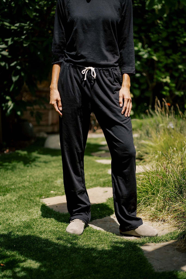 Women's Organic Drawstring Only Lounge Pants in Black