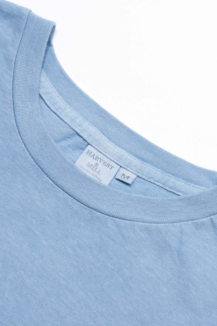 Indigo Dyed Light Blue Women's Organic Unisex Style Crew Tee