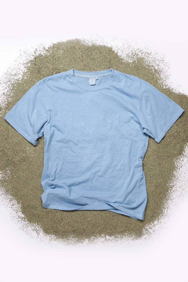 Indigo Dyed Light Blue Women's Organic Unisex Style Crew Tee