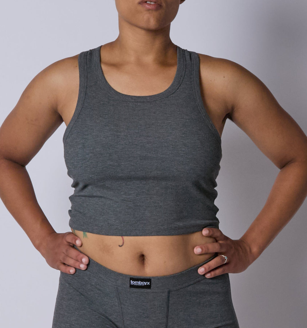 Bamboo Rib Bra Top - Heather Gray