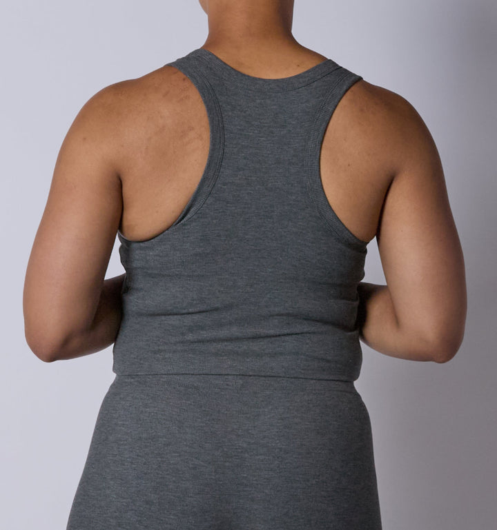 Bamboo Rib Bra Top - Heather Gray