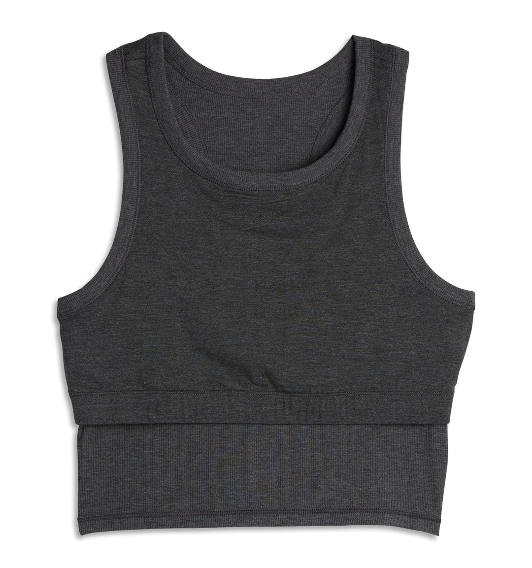 Bamboo Rib Bra Top - Heather Gray