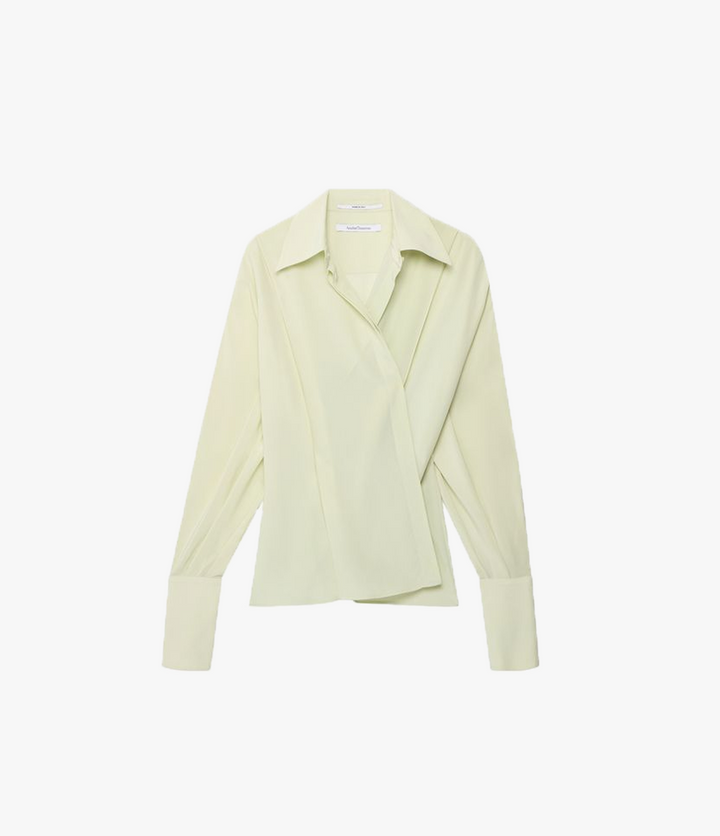 Silk Pleated Wrap Shirt