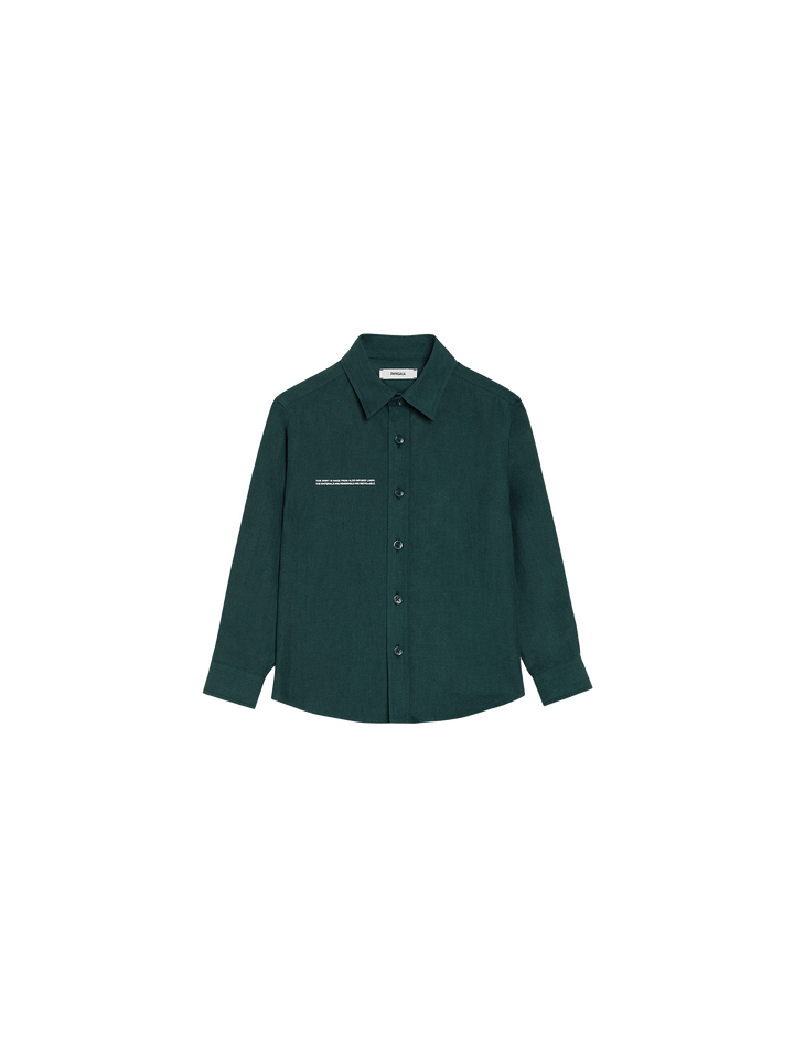 Kids Aloe Linen Long Sleeve Shirt—bottle green