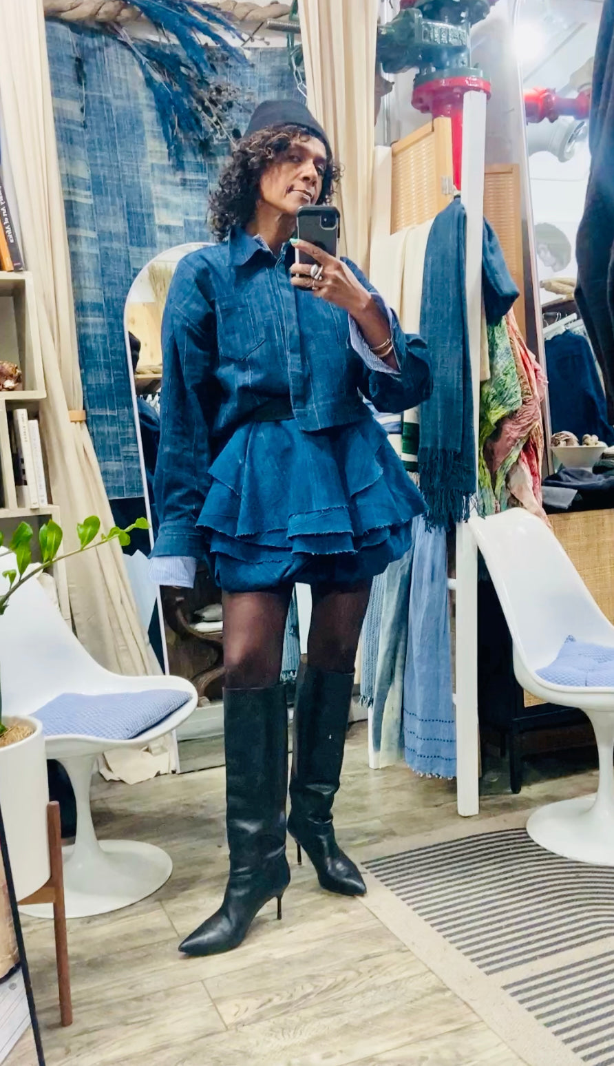 Kokeb Indigo bubble skirt
