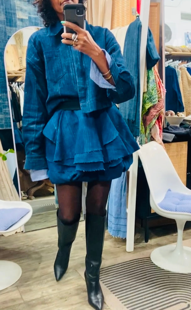 Kokeb Indigo bubble skirt
