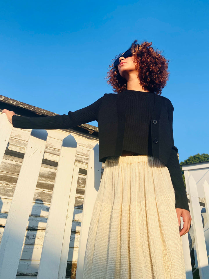 Konjit, cropped rib cardigan