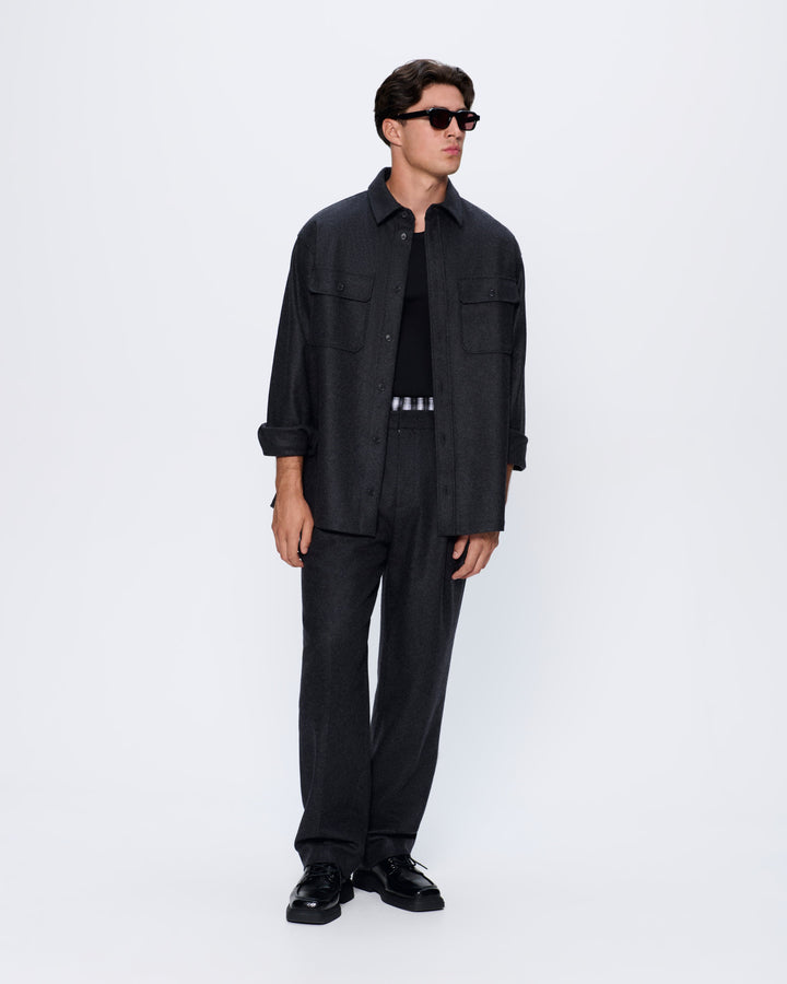 Mens Recycled Wool Long-Sleeve Shirt—Mercury Grey