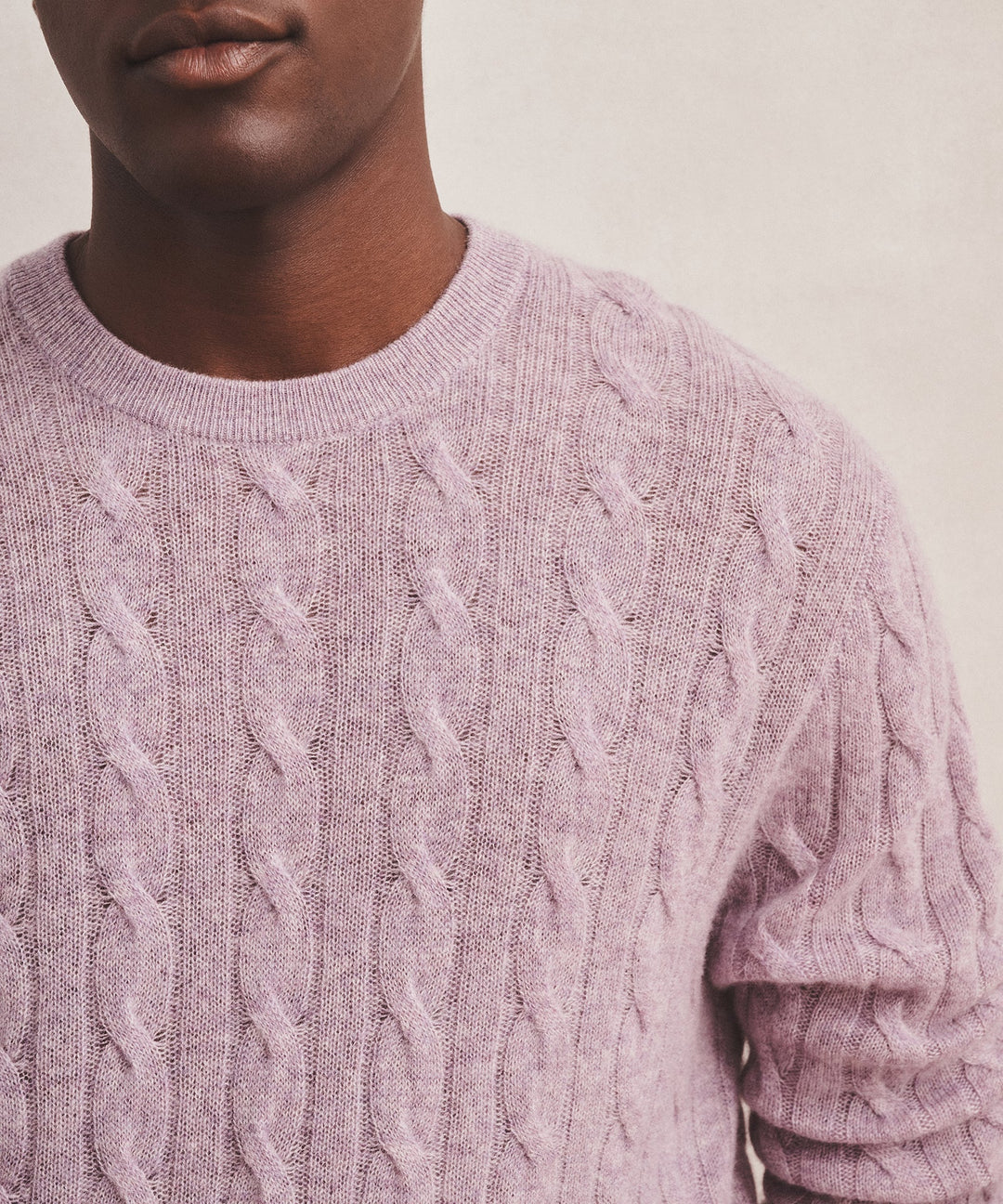 Lightweight Cashmere Cable Crewneck Sweater