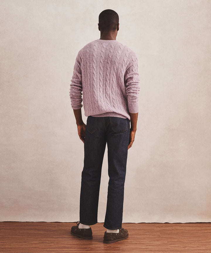 Lightweight Cashmere Cable Crewneck Sweater