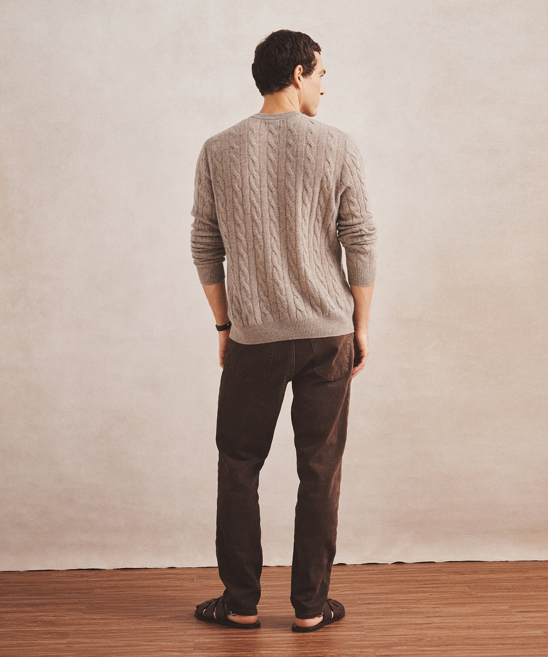 Lightweight Cashmere Cable Crewneck Sweater