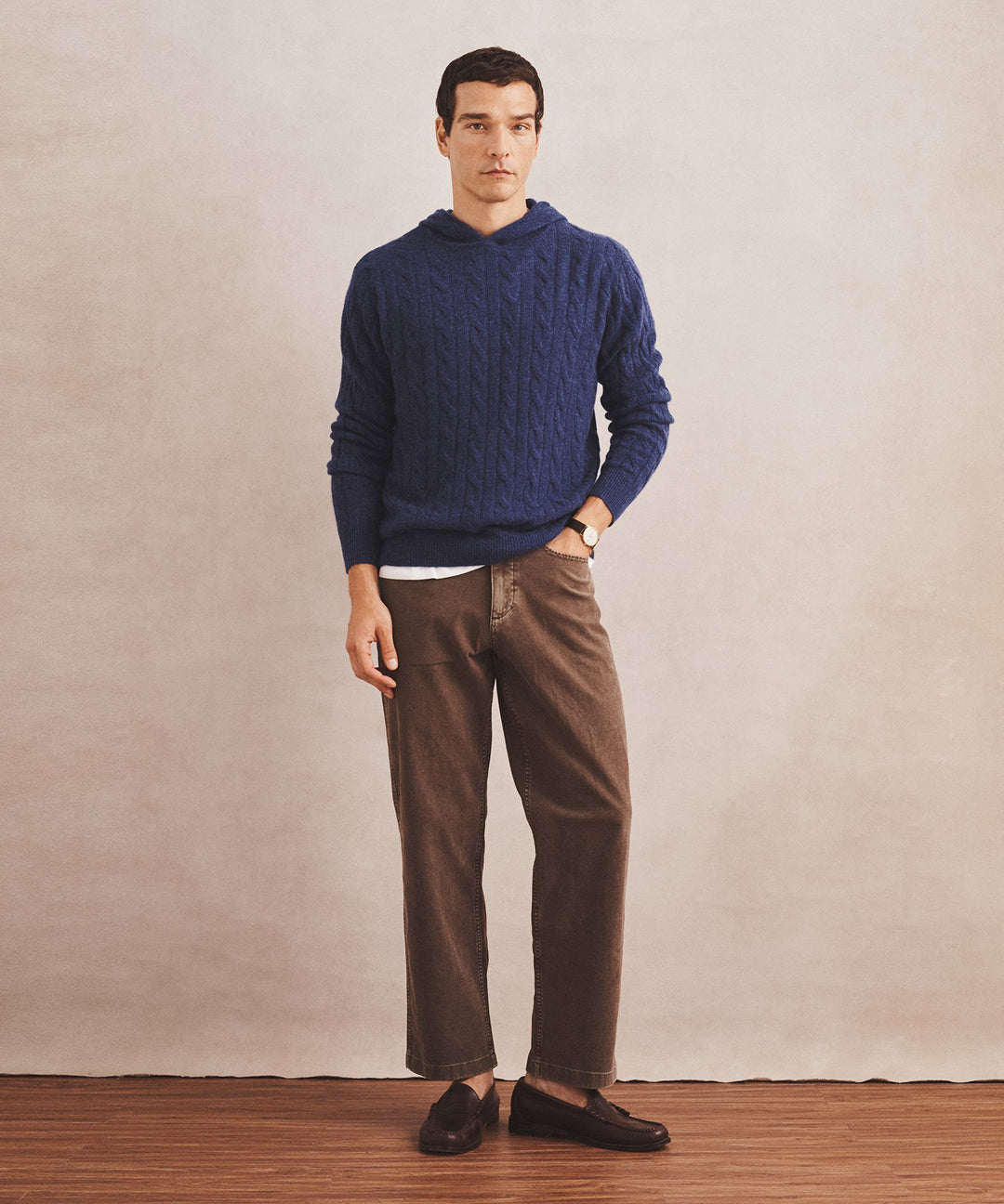 Lightweight Cashmere Cable Hoodie