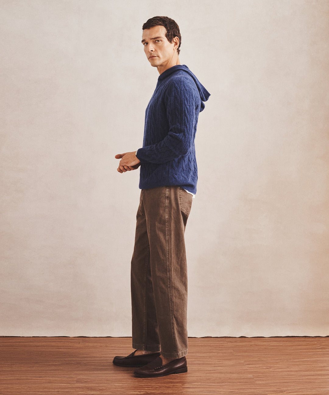 Lightweight Cashmere Cable Hoodie