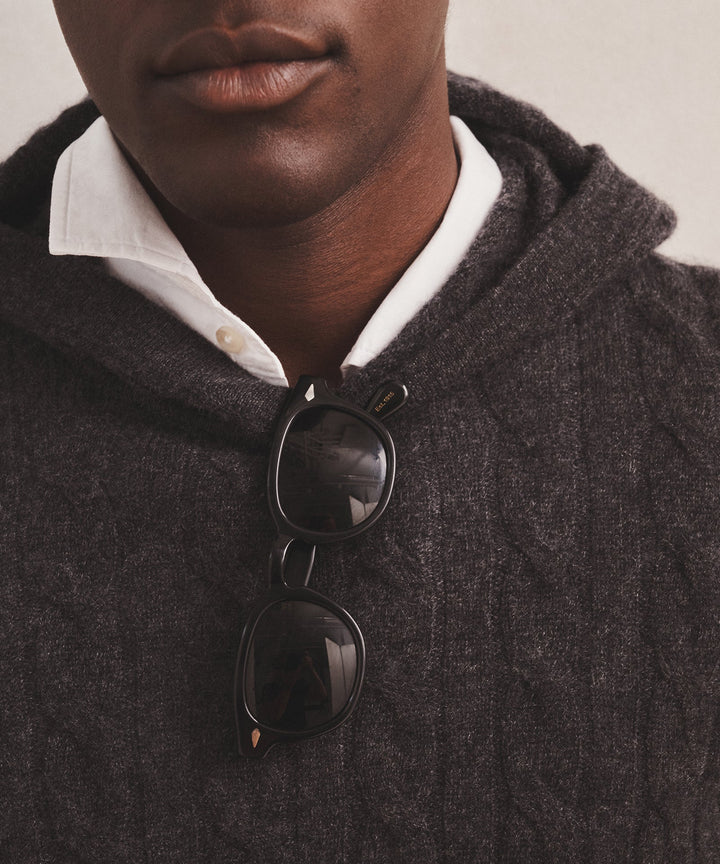Lightweight Cashmere Cable Hoodie