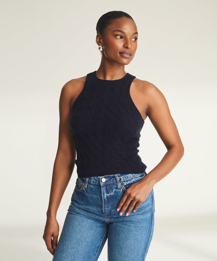 Lightweight Cashmere Cable Tank