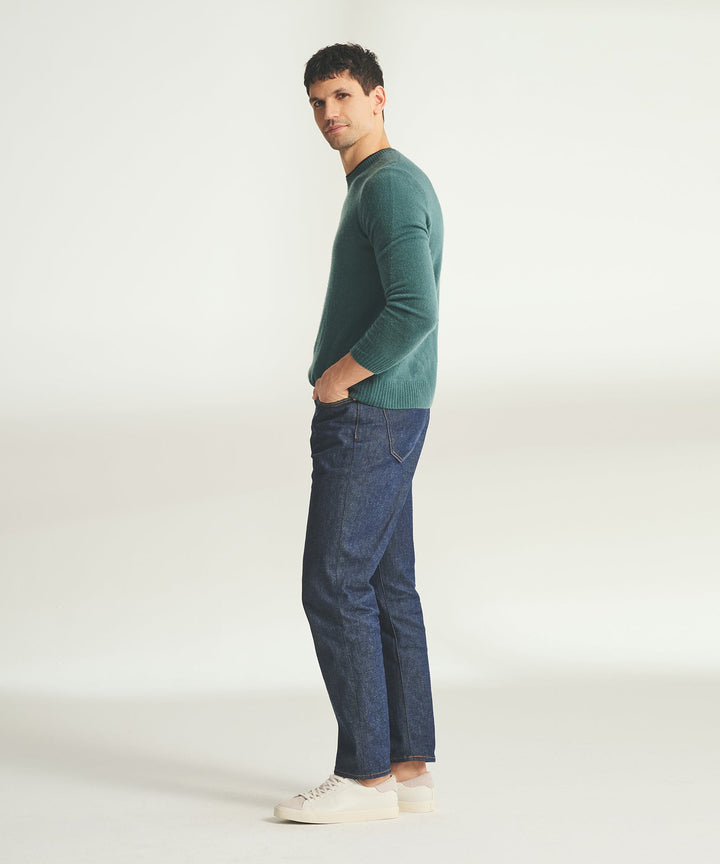 Lightweight Cashmere Contrast Trim Crewneck Sweater
