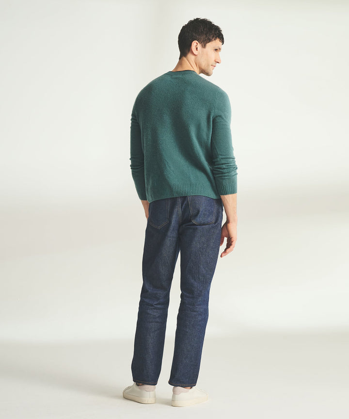 Lightweight Cashmere Contrast Trim Crewneck Sweater