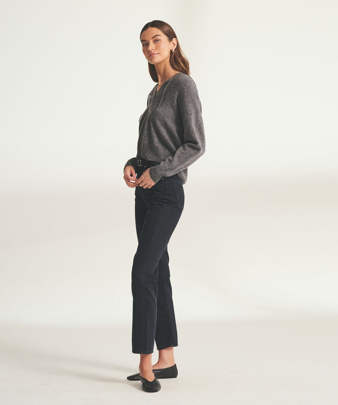 Lightweight Cashmere Open Neck Hoodie