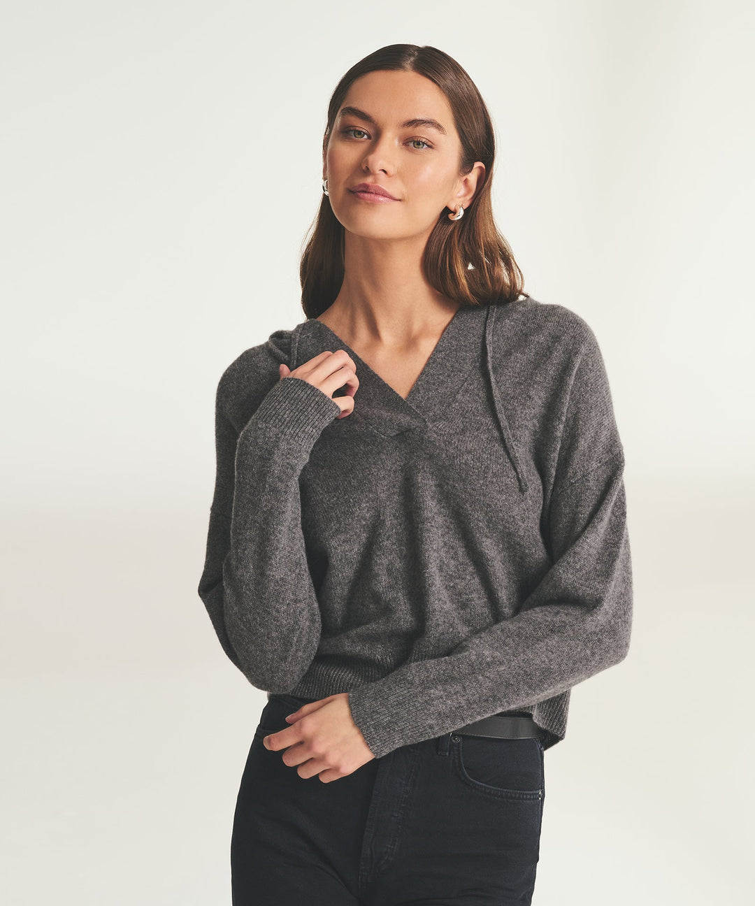 Lightweight Cashmere Open Neck Hoodie