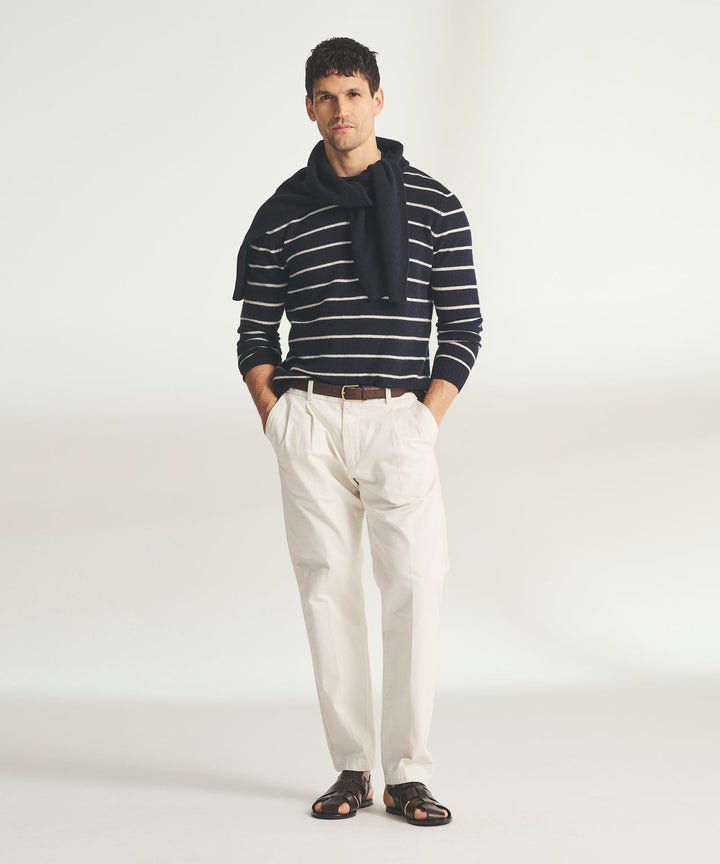 Lightweight Cashmere Striped Crewneck