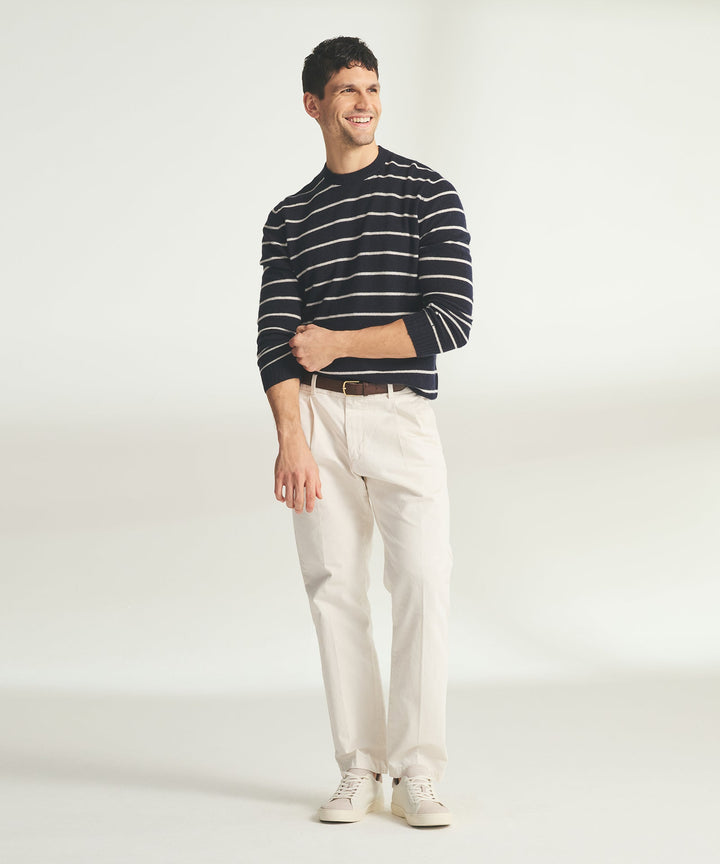 Lightweight Cashmere Striped Crewneck