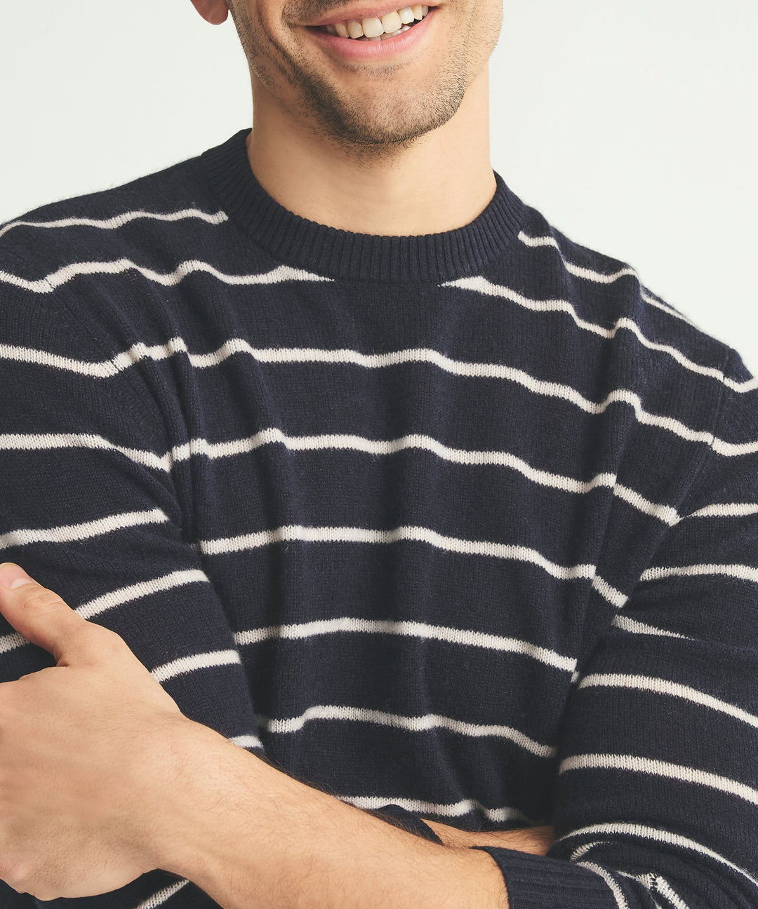 Lightweight Cashmere Striped Crewneck
