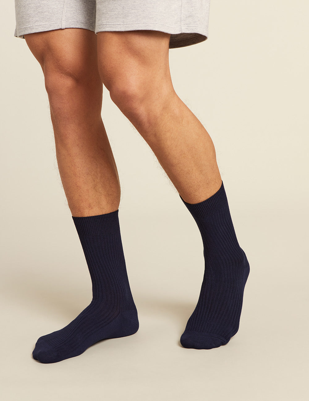 Men's Ribbed Crew Socks - Navy