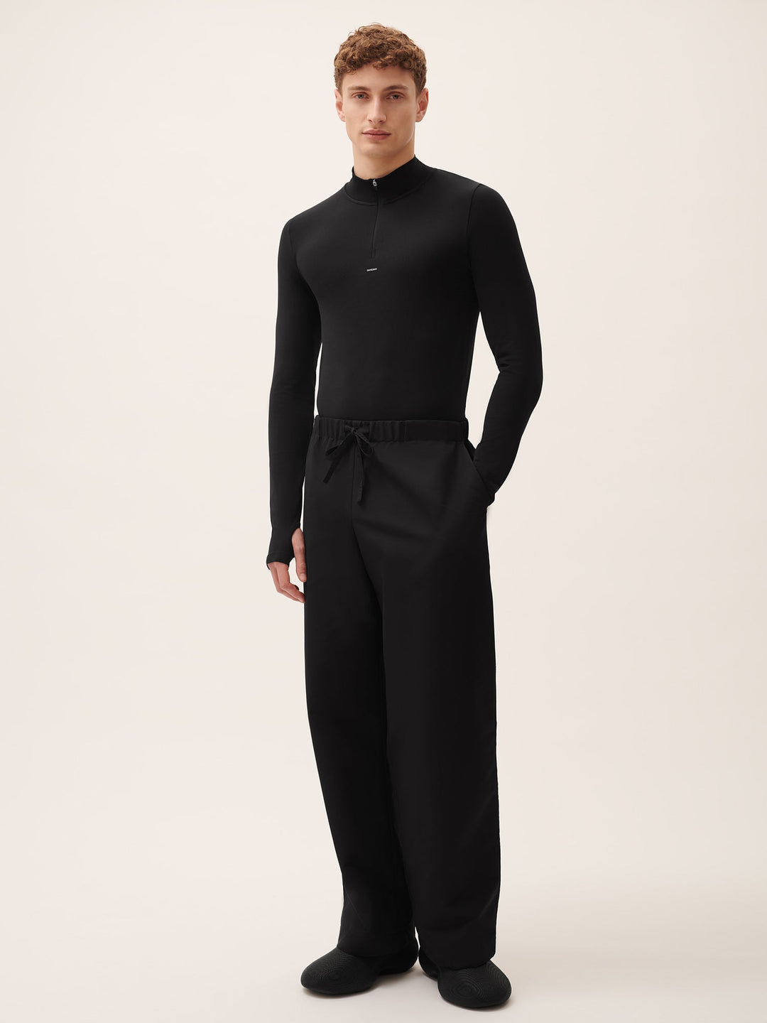 Men's (gaia)PLNT Nylon Straight Leg Track Pants—Black