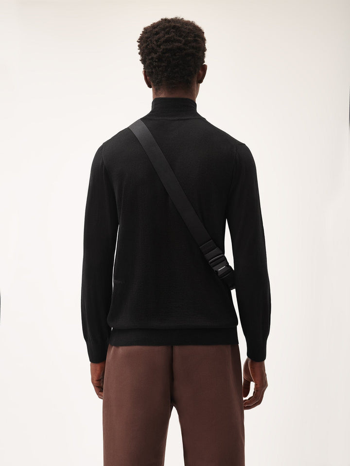 Men's Regenerative Merino Wool Turtleneck Sweater—black