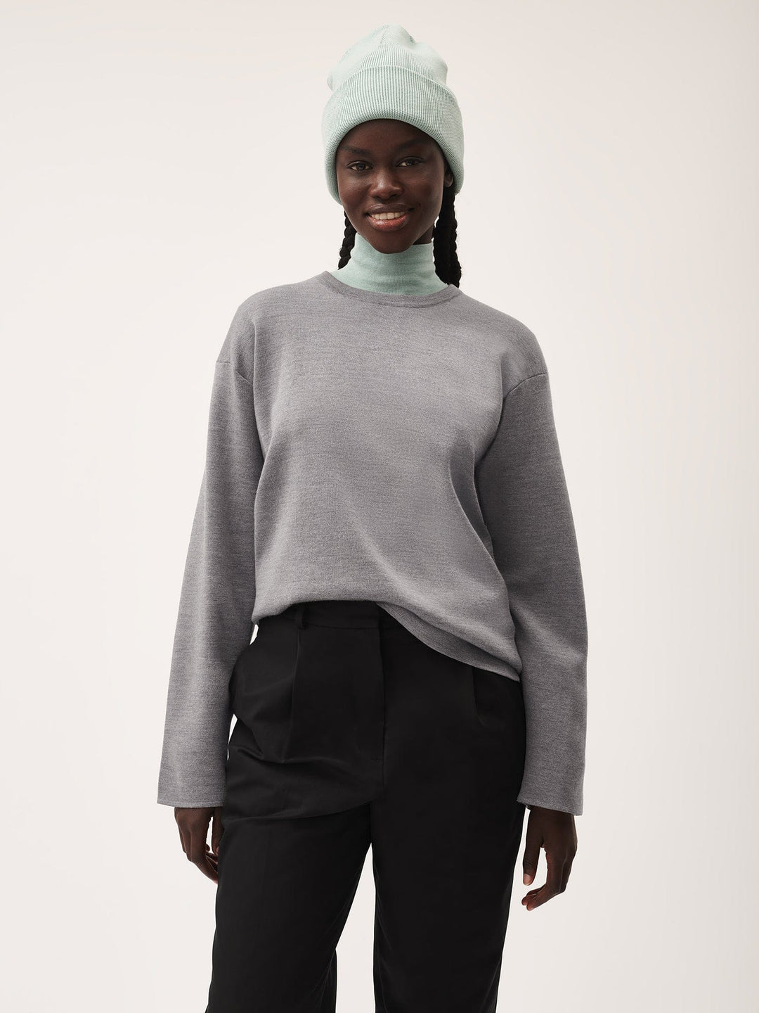 Womens Regenerative Merino Wool Sweater—grey marl