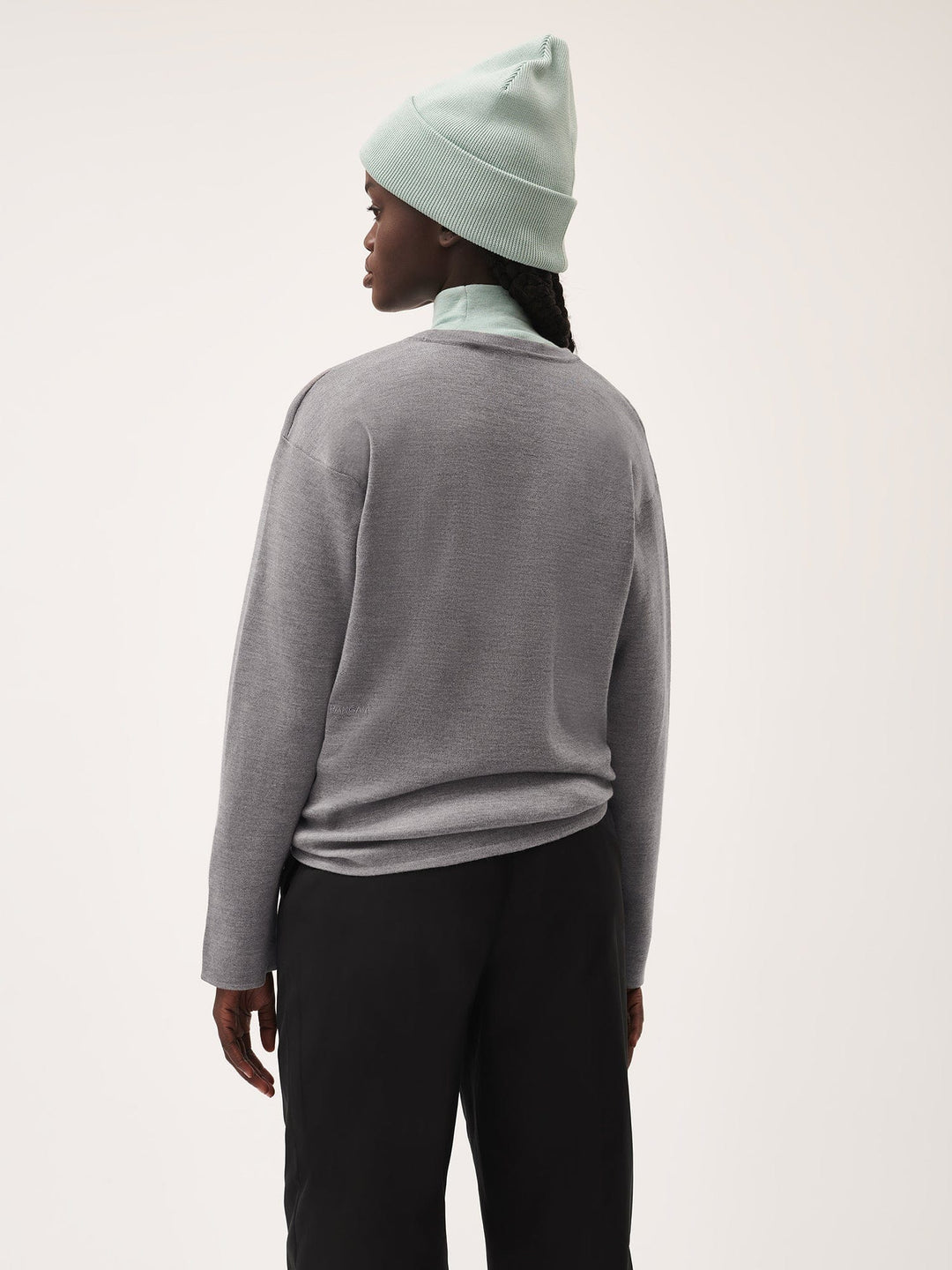 Womens Regenerative Merino Wool Sweater—grey marl