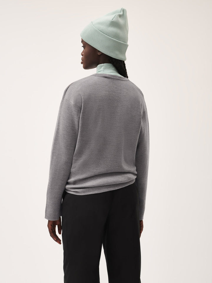 Womens Regenerative Merino Wool Sweater—grey marl