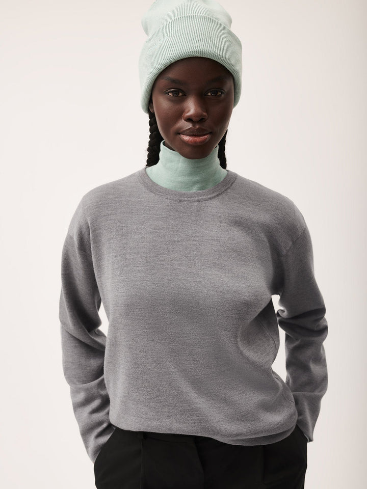 Womens Regenerative Merino Wool Sweater—grey marl