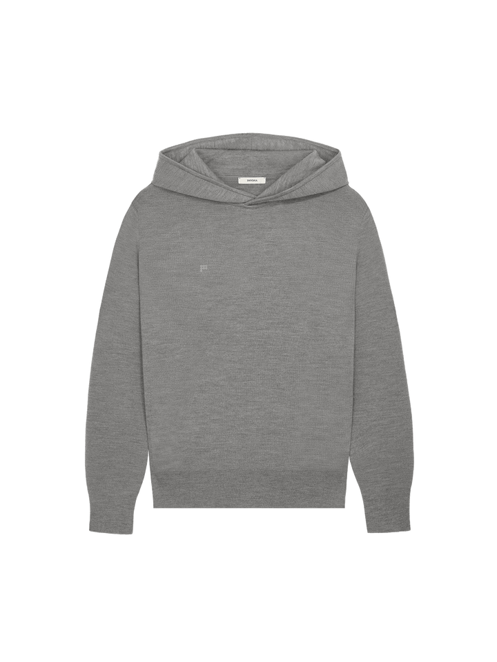 Mens Regenerative Merino Wool Hoodie—grey marl