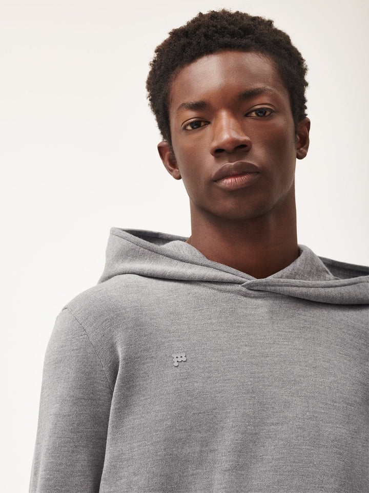 Mens Regenerative Merino Wool Hoodie—grey marl