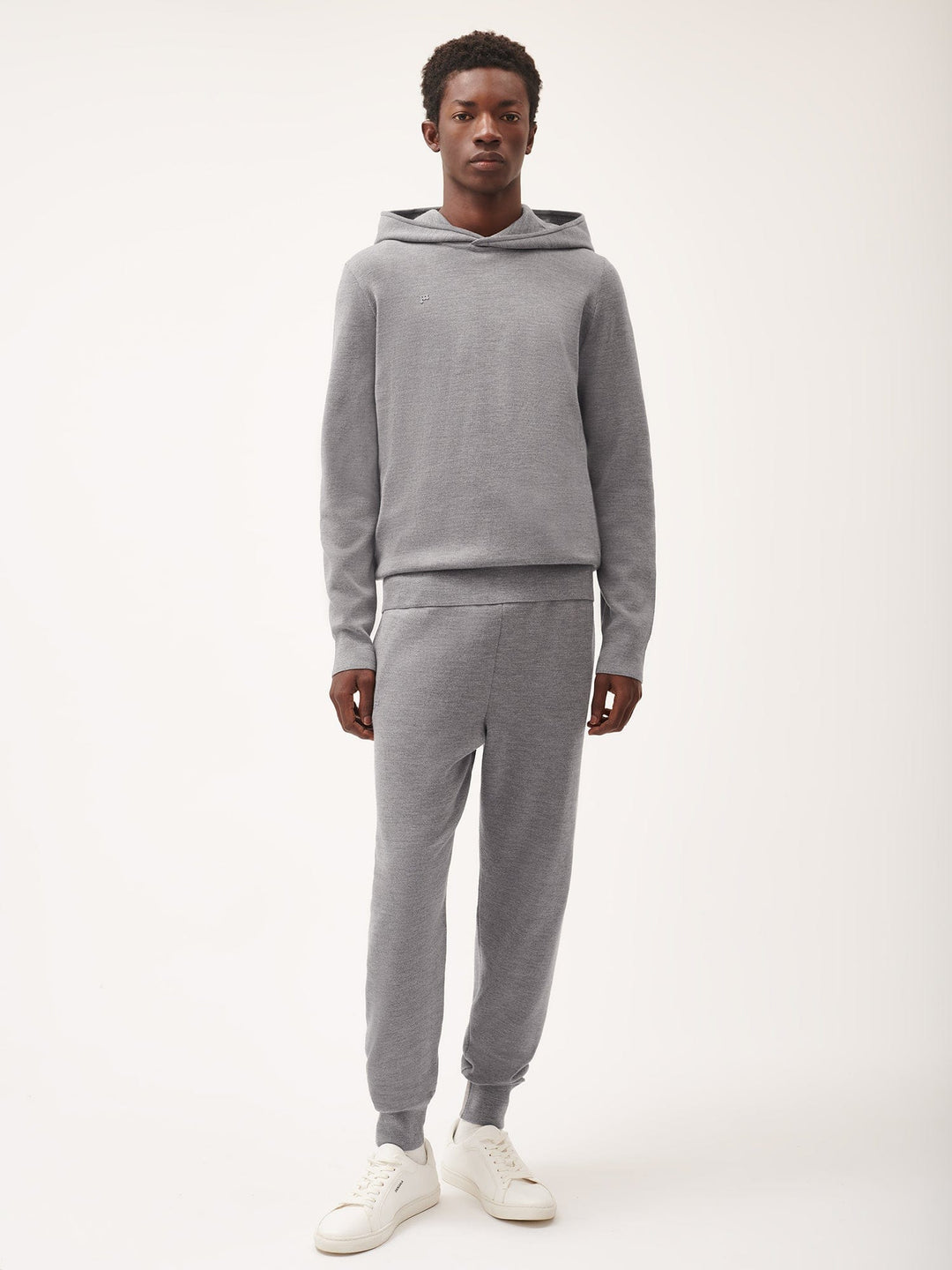 Mens Regenerative Merino Wool Hoodie—grey marl