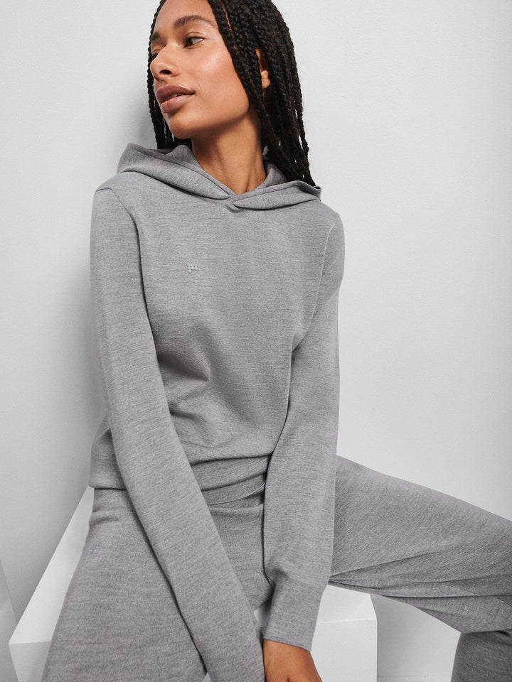 Womens DNA Regenerative Merino Wool Hoodie—grey marl