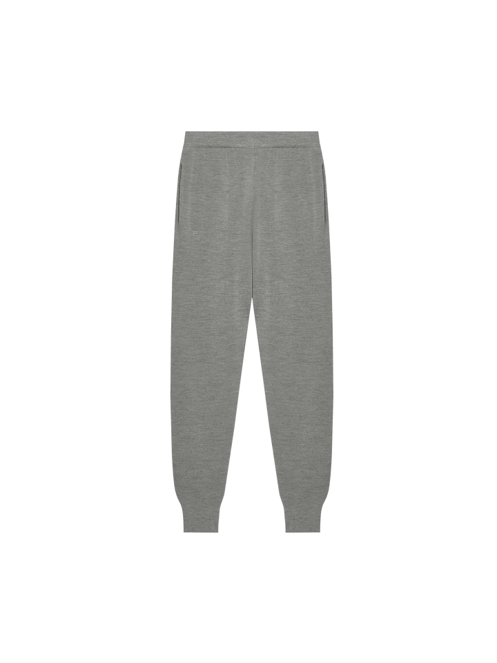 Mens Regenerative Merino Wool Track Pants—grey marl