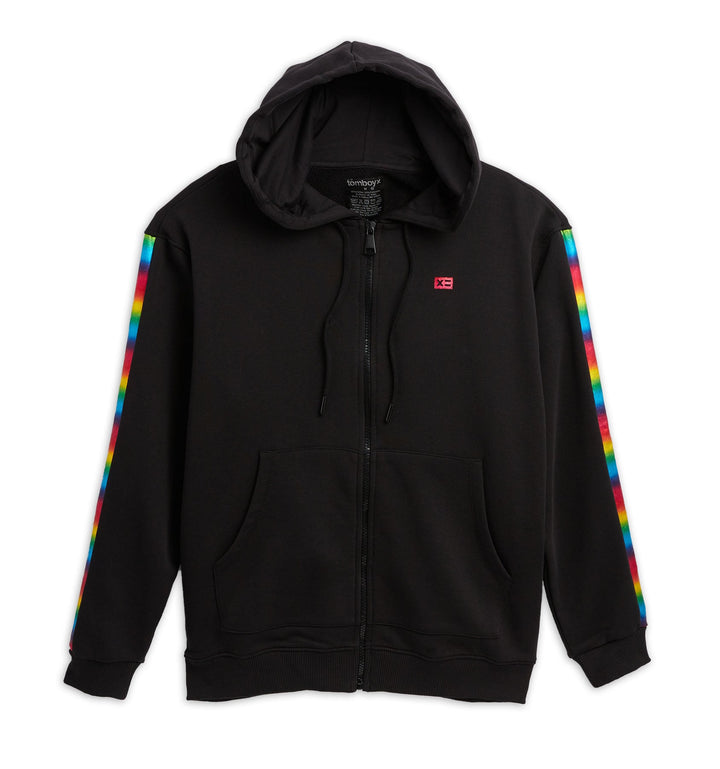 French Terry Zip Up Hoodie - Metallic Rainbow