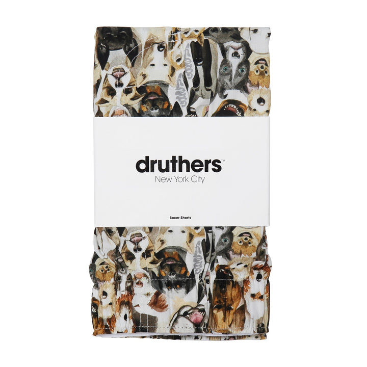 Organic Cotton Watercolor Dogs Boxer Shorts - White