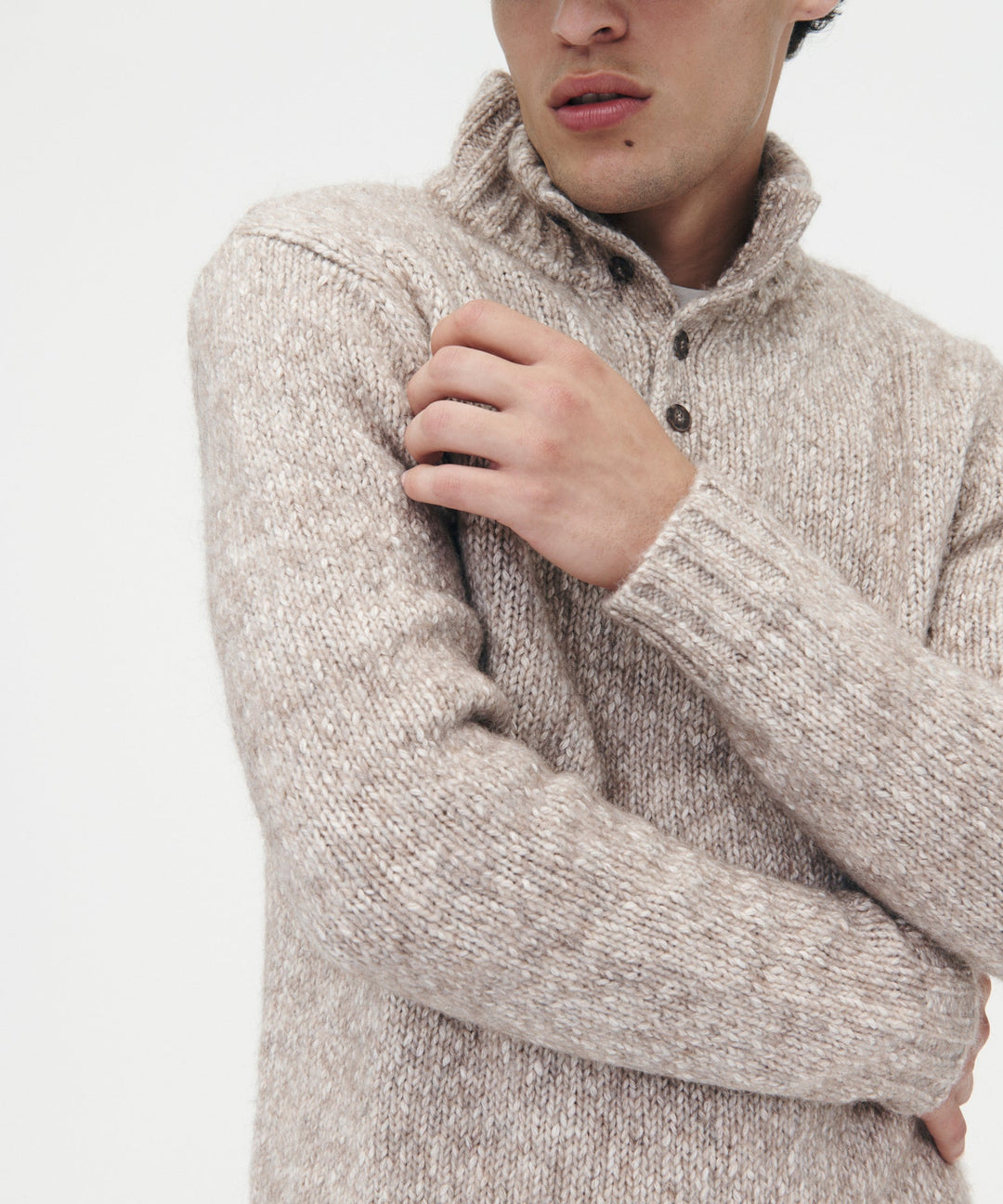 Luxe Marled Button Pullover Sweater