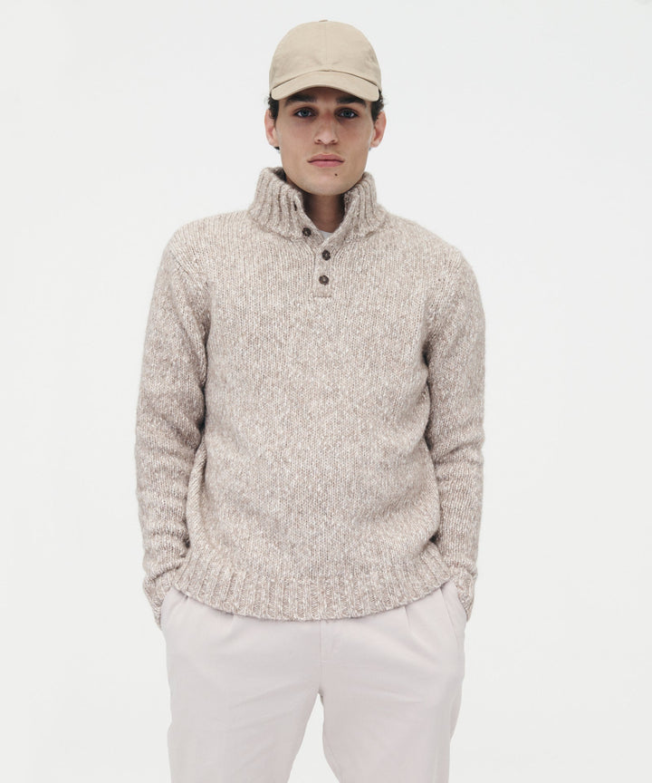 Luxe Marled Button Pullover Sweater