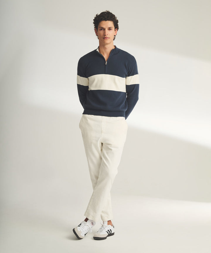 Café Cotton Cashmere Striped Quarter Zip