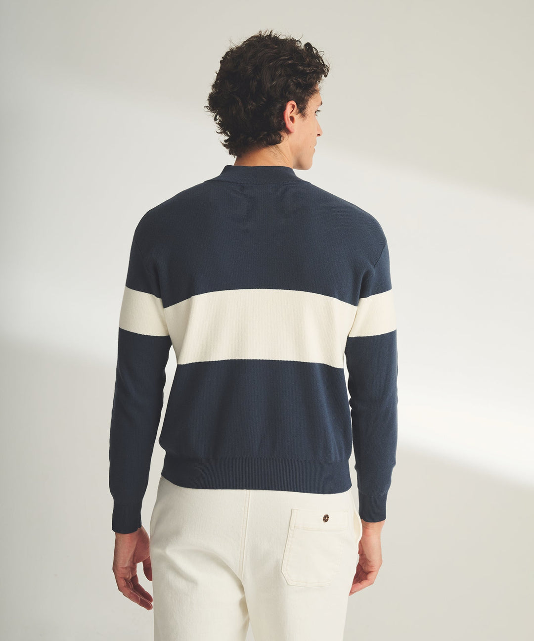 Café Cotton Cashmere Striped Quarter Zip