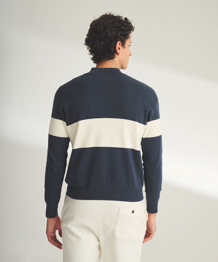 Café Cotton Cashmere Striped Quarter Zip