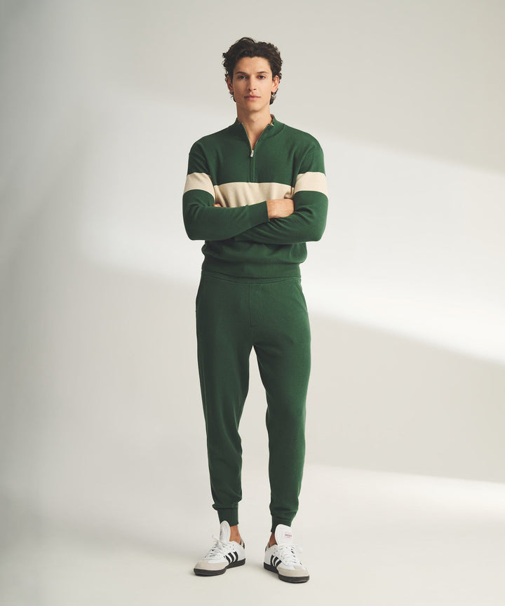 Café Cotton Cashmere Striped Quarter Zip