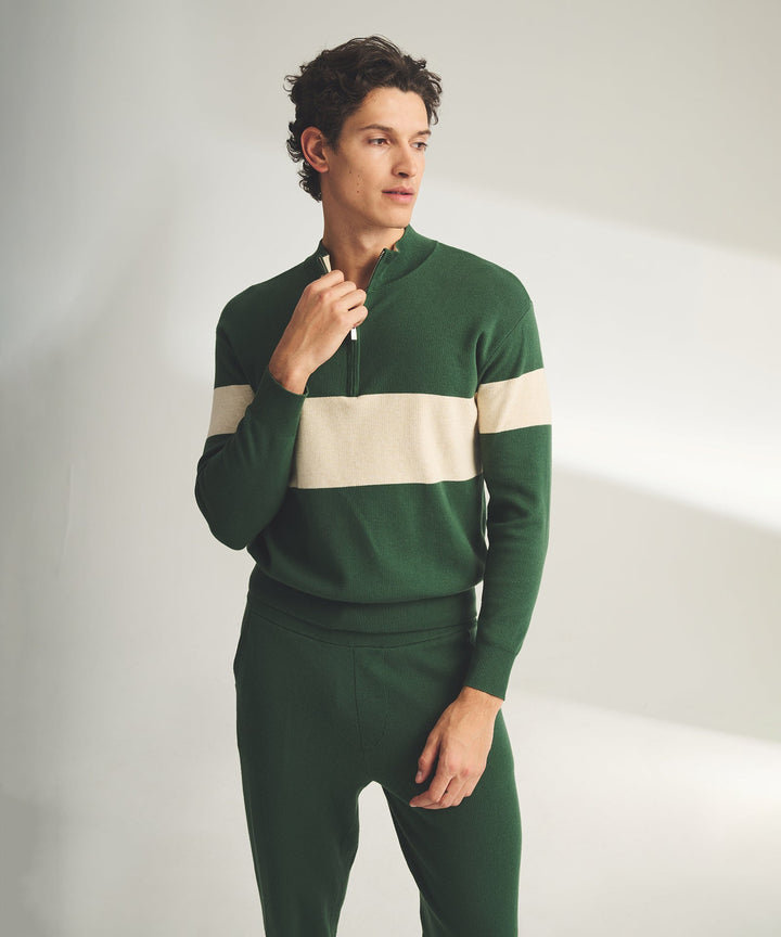 Café Cotton Cashmere Striped Quarter Zip