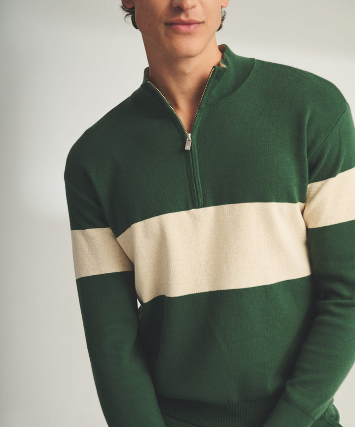 Café Cotton Cashmere Striped Quarter Zip