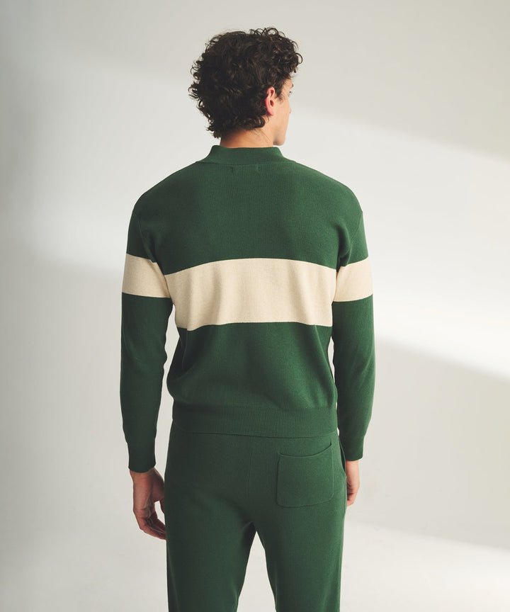 Café Cotton Cashmere Striped Quarter Zip